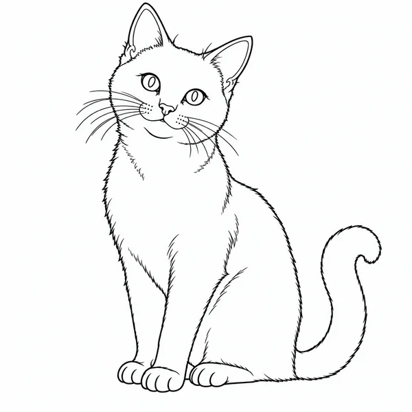 An ink drawing sample of an expressive cat on white paper.